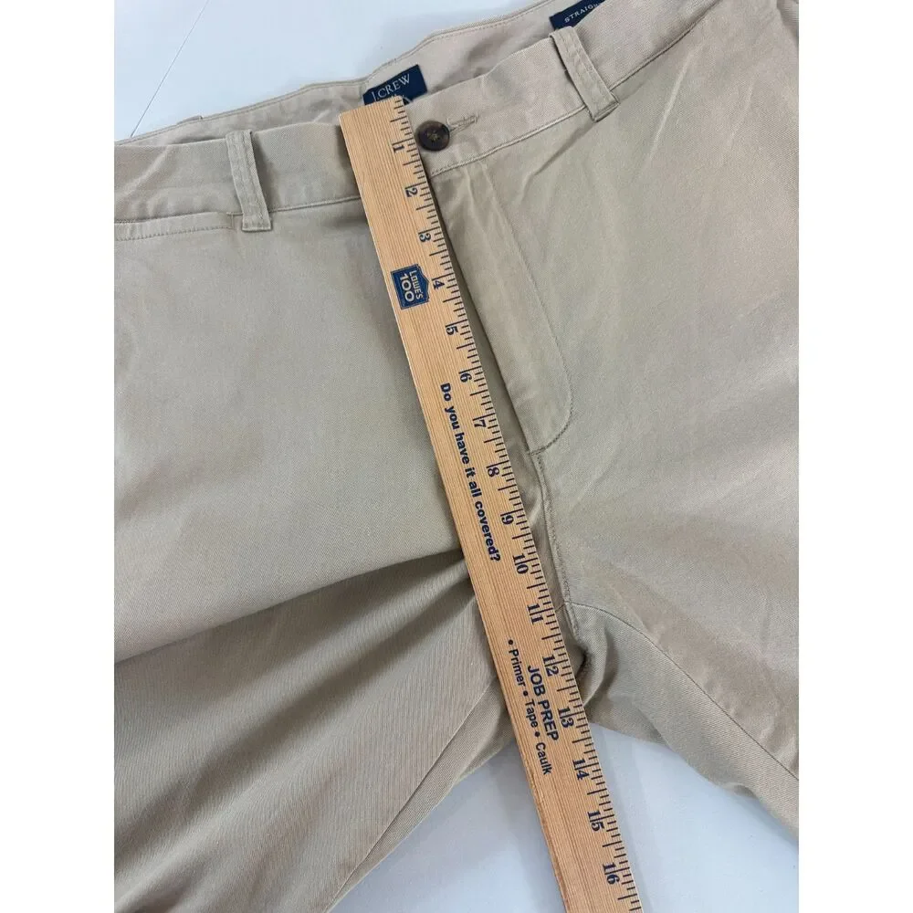 J.Crew Flex Flannel Lined Khaki Chino Pants Men's 36x32 Straight Fit Stretch Tan